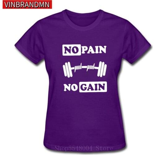 No Pain No Gain Weightlifting T-Shirt Women GYM Training Tees Bodybuilding Workout Tops New Fashion Powerlifting Fitness Tshirts