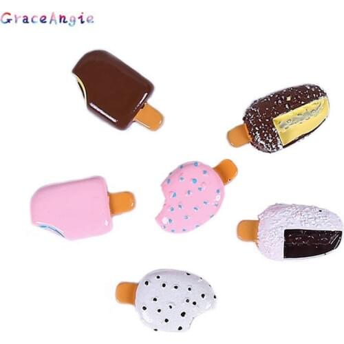 GraceAngie 20pcs Mix resin simulation bread ice cream accessory flatback random stationery phone case decor earring diy charms