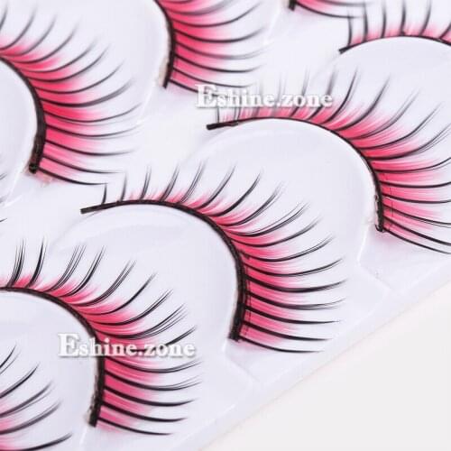 ICYCHEER 5 Pairs Red False Eyelashes Fake Eye Lashes Natural Thick Long Natural Handmade