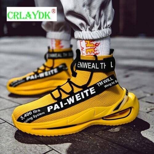 CRLAYDK Mens Fashion High-Top Sneakers Sports Shoes Incredible Elastic Sole Ankle Tennis Boys Casual Increased Basket Homme