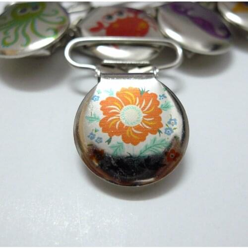 25pcs 1'' 25mm Customized Flower Round Suspender Clips