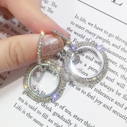 Hot Fashion Luxury Crystal Earrings For Girl Geometric Circle stud Earrings Women 2018 Cute Rhinestone stud Earrings