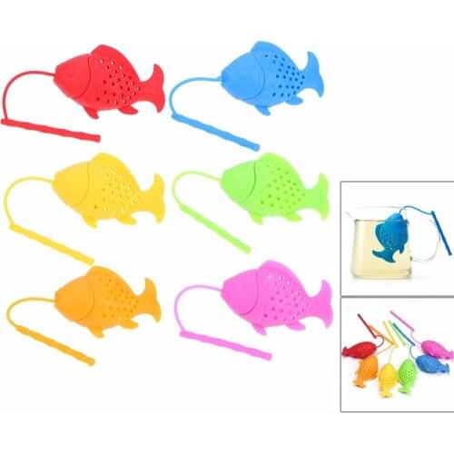 Cute Fish Shape Tea Infuser Food Grade Silicone Spice Herbal Tea Strainer Loose Leaf Filter Fish Shape Tea Ball Accessories