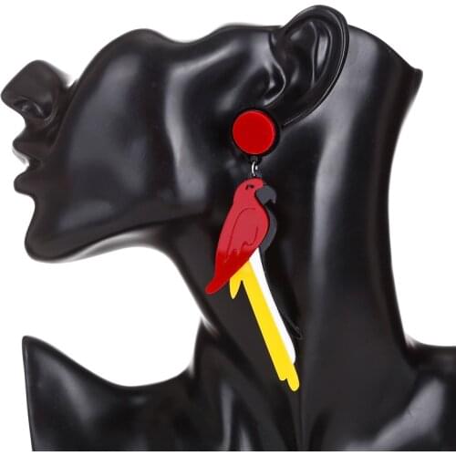 Cute Parrot Acrylic Earrings Fashion Animal Bird Earring Bohemian Statement Jewelry For Women Long Pendant Drop Earrings2019