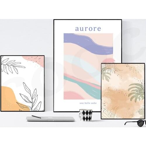 Minimalist Poster Line Flower and Green Leaves Wall Art Landscape Canvas Print Nordic Posters and Prints Home Decor