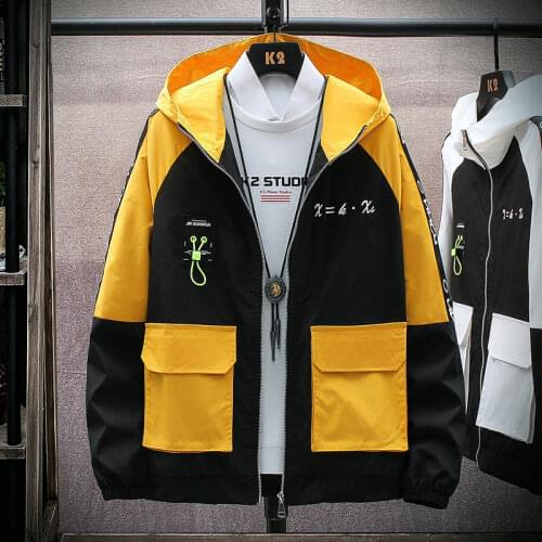 2021 Mens Autumn Casual Hooded Jacket Spring Streetwear Slim Windbreaker High Quality Top Zipper Coats Patchwork Clothing M-3XL