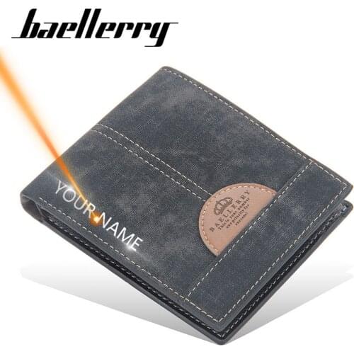 2021 Men Wallets Name Engraving Zipper Card Holder High Quality Male Purse New PU Leather Coin Holder Men Wallets Carteria