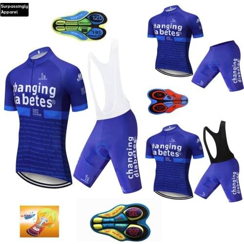 2019 Blue Changing Cycling Team Jersey 20D Bike Shorts Set Ropa Ciclismo Mens Summer Quick Dry Bicycling Maillot Pants Wear