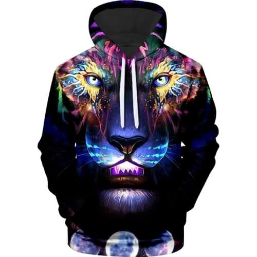 MenS Domineering Tiger Sweatshirt 3D Digital Animal Print Top Casual Hooded Pullover Manufacturer Wholesale
