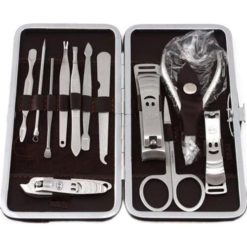 Stone Pattern Case+12 in 1 pcs Nail Clipper Kit Nail Care Set Pedicure Scissor Tweezer Knife Ear Pick Utility Manicure Set Tools