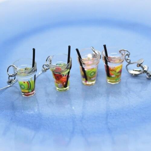 2021 New Funny Simulation Mini Colorful Soft Fruit Cup Resin Earrings Female Fashion Creative Ear Jewelry Birthday Gifts