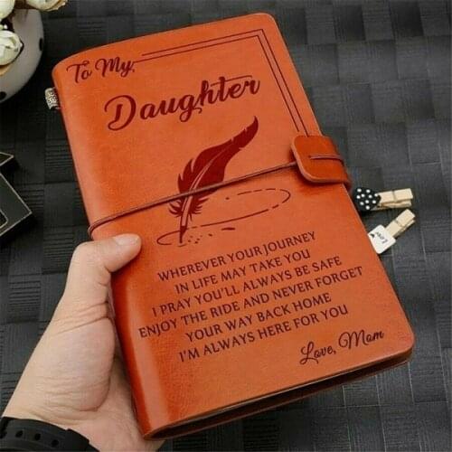 New To My Daughter Where Ever Love Mom / Love Dad Leather Business Journal Notebook Diary Stationery School Office Supplies