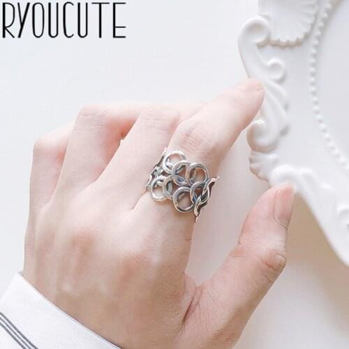 New Arrival Silver Color Large Circle Rings For Women Ladies Adjustable Rings Vintage Jewelry