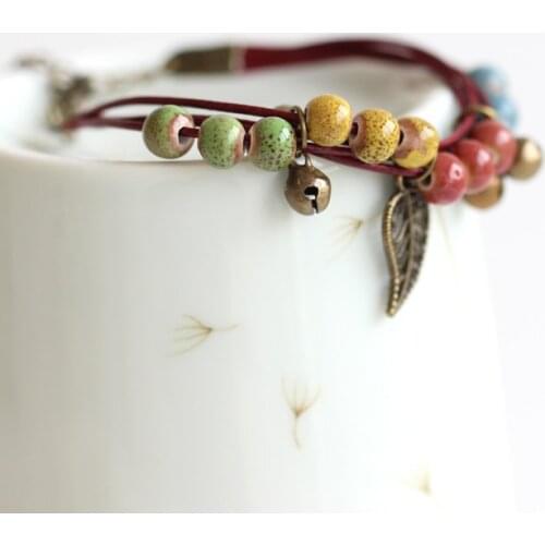 New Traditional Boondoggle Hand Woven Ceramic Bracelets Beads Simple Folk Style Womens Jewelry Wholesale Free Shipping #1489