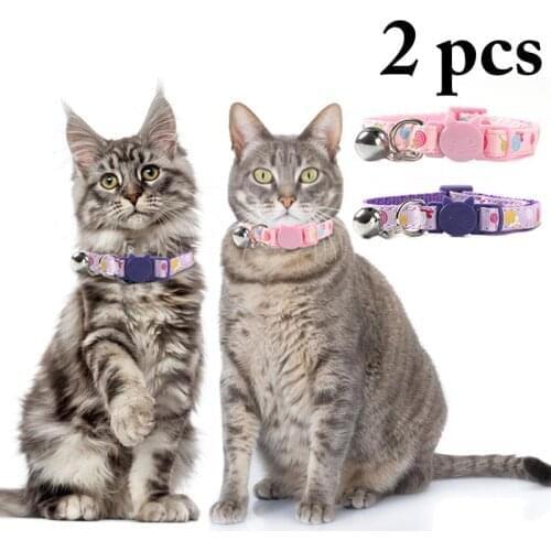 2PCS Dog Collar Cute Adjustable Cat Collar Pet Collar Pet Supplies with Bell for Cats