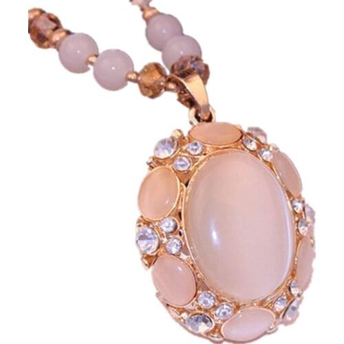 Iurstar necklace women Free shipping Boutique color opal oval hollow bead necklace statement vintage necklace jewelry Top grade