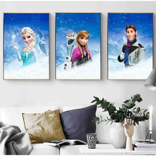Princess Anna Elsa 5D DIY Diamond Painting Full Diamond Embroidery Animal Childrens Room Decoration Cross Stitch Kits