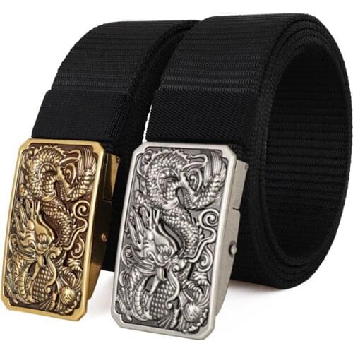 New Mens Casual Tactical Waistband Automatic Checkoff Animal Patterns Buckle Belt Extended Edition 130cm Nylon Woven Belt