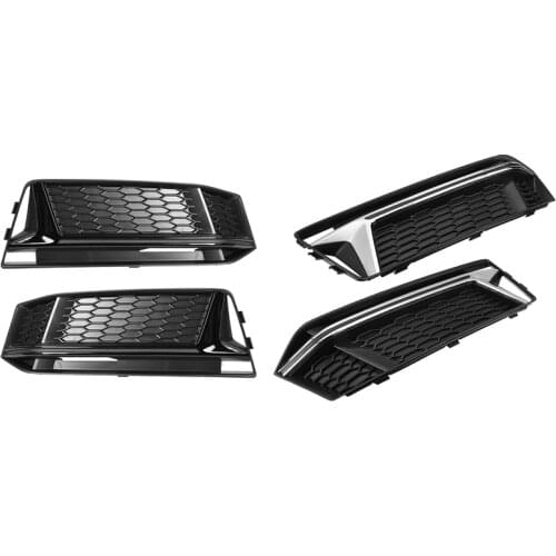Car Front Fog Light Grill Grille Lamp Cover Honeycomb Hex for - A4 B9 S-Line S4 2016-2018 8W0807681K 8W0807682K