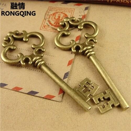 RONGQING 20pcs/pack DIY charm for making jewelry Hollow Key Charms 30*69MM Handmade Jewelry Accessories