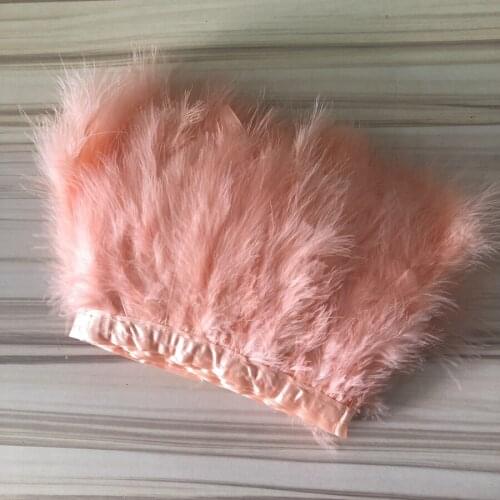 Factory Cheap Sales 10 Meters Champagne Pink Dyed Marabou Turkey Feather Trims 15-20CM 6-8" Natural Fluffy Carnival Party Plumes
