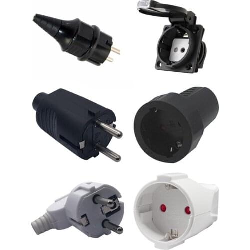 WHITE 16A 250V EU Germany French Korea Russia 2 Pins assembly plug EU power cable male female detachable wiring plug Type-F