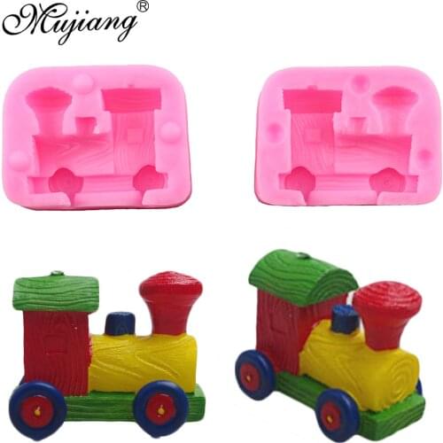 Mujiang 3D Train Candle Silicone Molds Resin Clay Soap Mold Baby Birthday Cake Decorating Fondant Mould ChocolateCandy Moulds