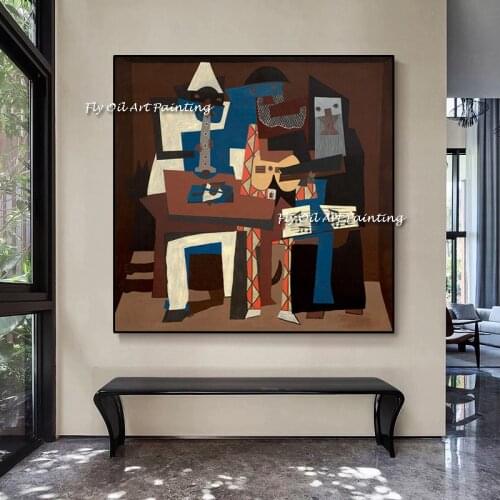 Handmade Modern Nordic Abstract Picasso Geometric Figure Wall Art Pictures Canvas Painting for Living Room Home Decoration