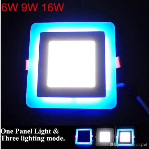 LED Panel Downlight 6W 9W 16W 3 Model Square LED Lamp Panel Light Double Color LED Ceiling Recessed Lights Indoor Lighting Bulb