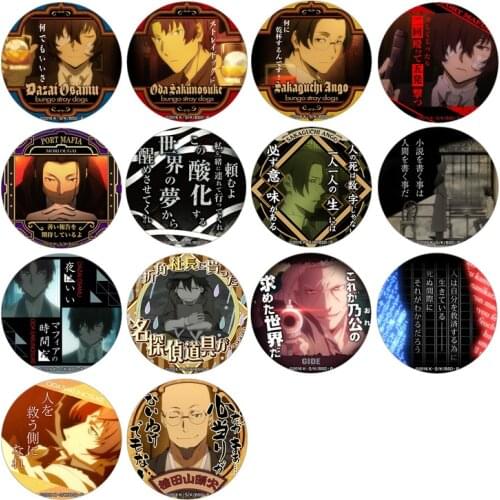 58mm Bungo Stray Dogs badge dazai osamu badge Pins for Backpack Cosplay Decor Collectible Gift Cosplay Decor Collectible