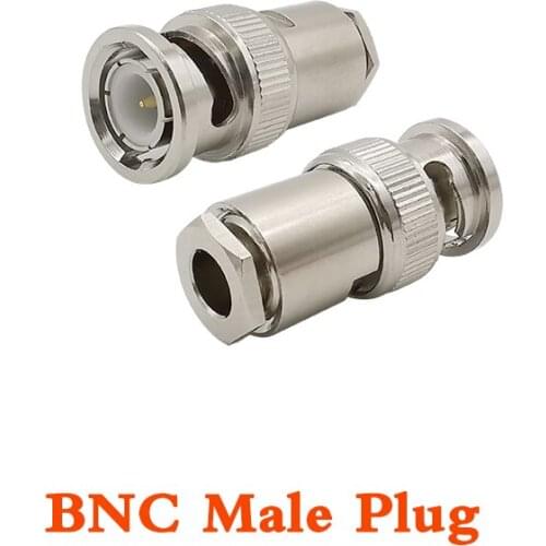 1Pcs/Lot BNC Male Plug Connector 50Ohm Q9 Clamp RF Connector for RG58 LMR195 RG142 RG223 50-3 Cable RF Coax BNC Plug Adapter