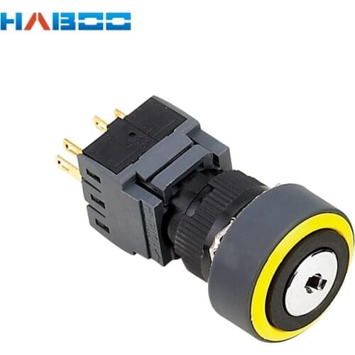 16mm key switch waterproof IP65 2/3position elesctrical key rotary switch 3NO+3NC key lock switch
