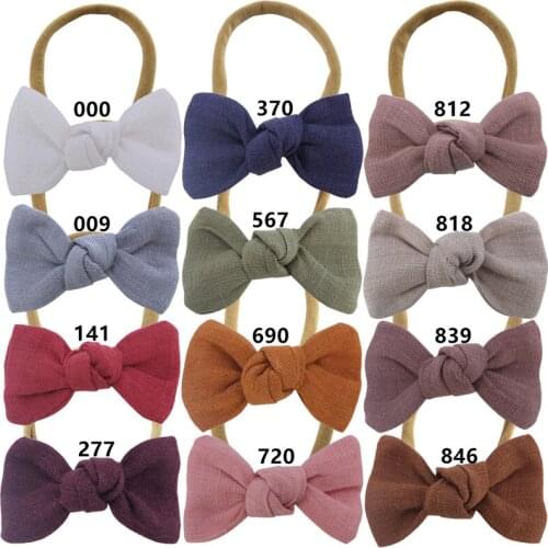 24 Pcs/Lot, Ins Cotton Linen Knot Bow Nylon Headbands, Infant Baby Shower Gift Toddlers Hair Accessories