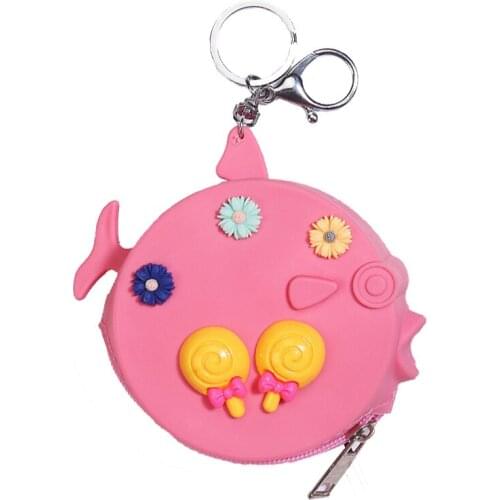 25PCS / LOT Silica Gel Wallet For Girl Small Fish Shape Key Wallet Cute Coin Purse Woman Mini Storage Bag