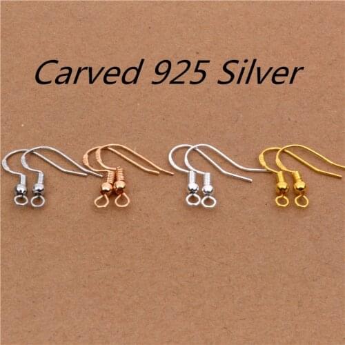 50pcs/lot Carved 925 Silver Ear Jewelry Hook Bowl Earring Space DIY 4 Colors Earrings Pure Silver Earring Settings 8 Styles