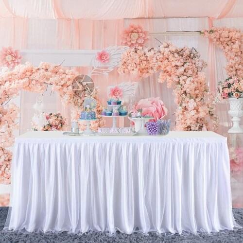 White Pink light blue Tulle Tableskirt wedding birthday party decoration Hotel dinner Tableware Decoration 3 Tiers Tablecloth