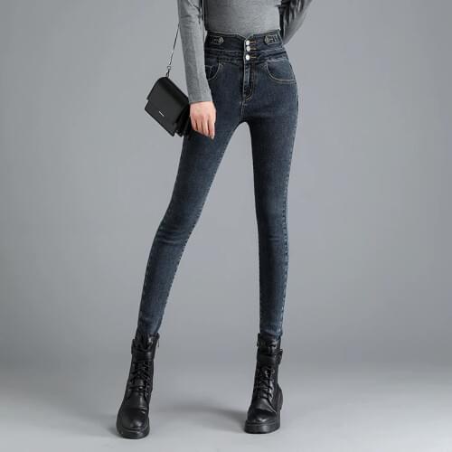 Free shipping 2020 womens autumn new high-waist stretch-leg jeans pencil pants