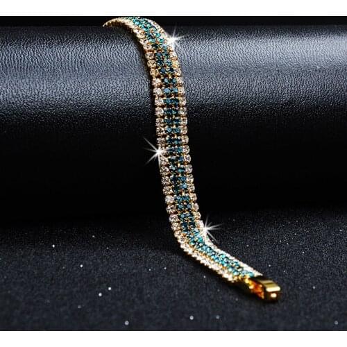 MOONROCY CZ Bracelet Rose Gold / Silver Color Crystal Round Simple Party Trendy Jewelry for Wome Gift Wholesale Dropshipping