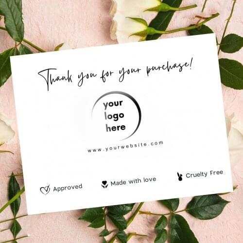 Custom Thank You card printable blush pink thanks for your purchase card Paper Cards For Small Shop Gift Packet