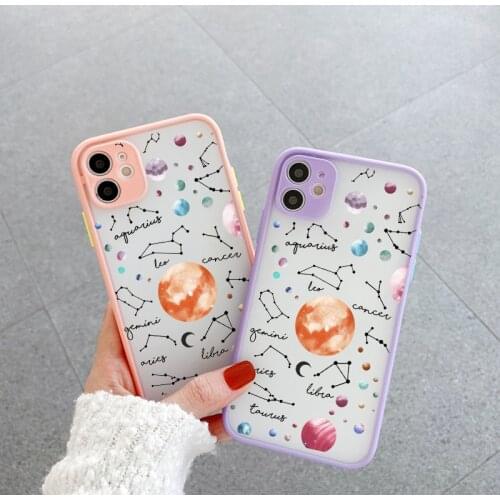 ZUIDID Twelve Constellations Planet Phone Case For IPhone 11 Pro Max 12 X XS XR SE20 7 8 6Plus Space Clear Hard Back Cover Shell