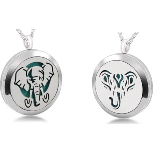 Elephant Head Magnetic Perfume Lockets 30mm Aromatherapy Locket Pendant Essential Oil Diffuser Locket Necklace Jewelry