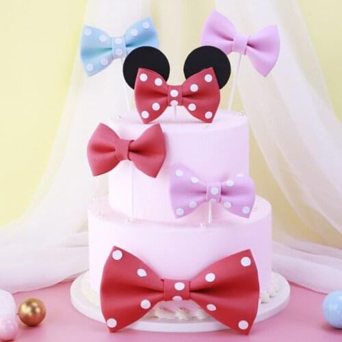 Ins New Bow Girl Cake Topper DIY foam butterfly happy Birthday cake flag Toppers for boys and girls Birthday party Dessert Decor