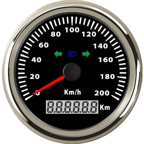 85mm LCD Speedometer Gauge 200 Km/h 120Km/h Speed Meter fit Car Boat Motorcycle 9~32V with Turning Backlight Indicator