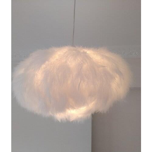 Nordic Feather Flaky Clouds Chandelier Bedroom Creative Childrens Dream Romantic Handmade Feather Fabric Chandelier