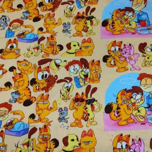 Cartoon Garf Cat Design 100% Cotton Fabric for Kids Clothes Sewing Quilting Fabrics Needlework Material DIY Handmade