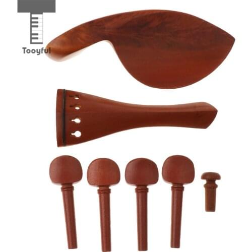 Tooyful Set of Jujube Wood Violin Chinrest+Tailpiece+Tuning Pegs+Endpin for Violin Fiddle Replacement