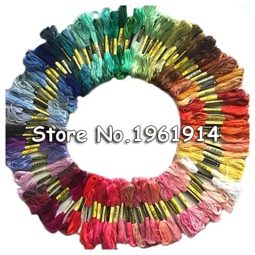 100 skeins coloured embroidery thread cotton cross needle craft sewing floss kit