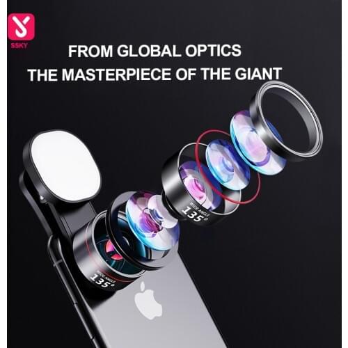Fisheye Lens Three-in-one Set Wide-angle Mobile Phone Lens Professional Shooting External HD Camera Universal Fill Light Macro