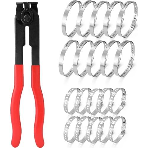 21PCS Steel Clamp Tool and Clamping Bands Set Ferrule Plier Clamping Cinch for Pex Crimp Rings with Max 35mm Opening