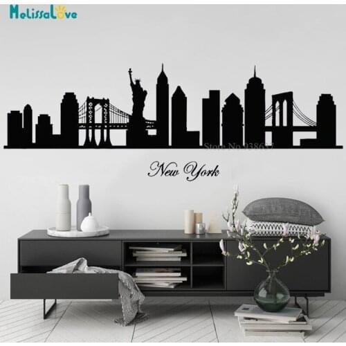 New York Skyline Decal City Silhouette Sticker Mural Statue of victory Wall Sticker Home Office Decor BB167